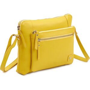 Women Yellow Imported Leather Polyester Soft Pebbled Crossbody Shoulder Bag
